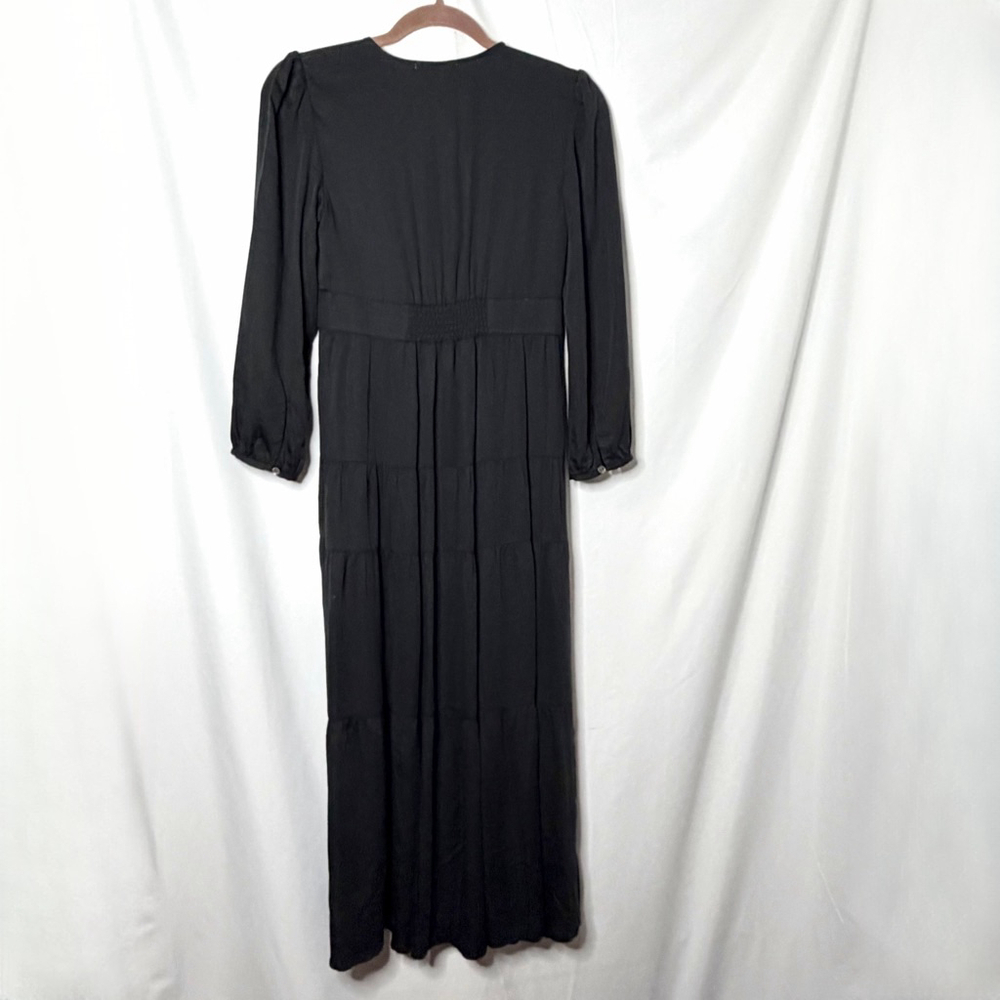 Women's MARINE LAYER Black Long Sleeve Tiered Maxi Dress XS - Picture 5 of 6